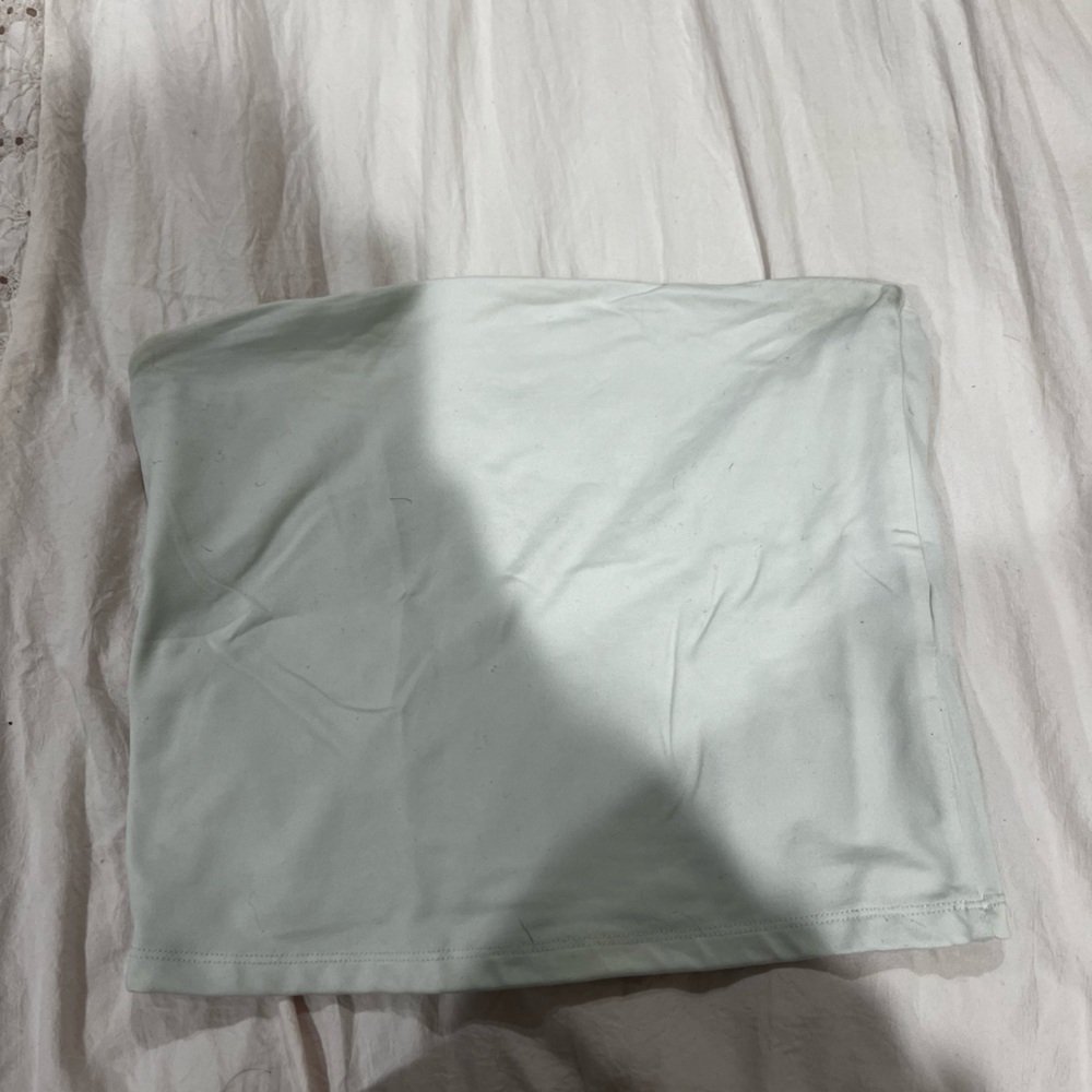 Bershka White Tube Top Size M Strapless Bandeau Stretch Basic Y2K